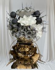 sepet model çiçek arajmanı gümüş