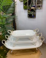 3´lü porselen sunum tabağı gümüş