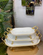 3´lü porselen sunum tabağı gold