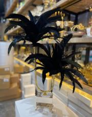 2 katlı kristal gold ayak doğal tüy siyah