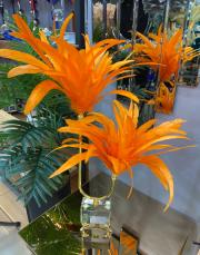 2 katlı kristal gold ayak doğal tüy turuncu