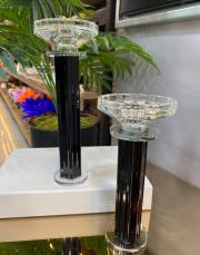 kristal şamdan mumluk 2´li siyah