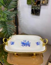 dikdörtgen derin ayaklı servis tabağı gold