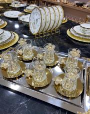 papatya çay seti gold