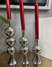 3 lü bogumlu şamdan seti gümüş 2