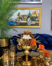 kulp saksı 5 parça kombin set gold