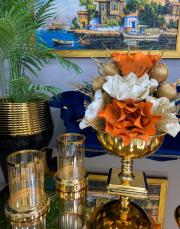 ayaklı çiçek 3 lü kombin gold