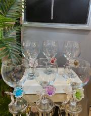 kristal gül 6 lı su bardak takımı beyaz