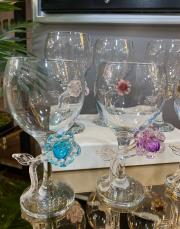 kristal gül 6 lı su bardak takımı beyaz 2