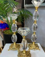 3 lü kiristal şamdan gold ayak gold 2