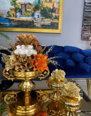 kulp saksı ve ikili mercan şekerlik gold