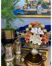 kulp saksı çiçek arajmanı ve 2 li mumluk eskitme 2