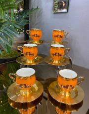 6 lı jasmine luxury turuncu fincan takımı 