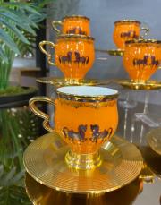 6 lı jasmine luxury turuncu fincan takımı  2