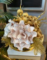 ufo saksılı yapay çiçek arajmanı gold