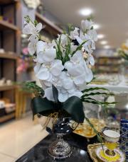 kadeh vazo 3 dal ıslak orkide gümüş