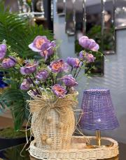 rattan çiçekli kombin mor