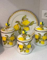 4 lü emaye tepsi ve kavonoz seti 