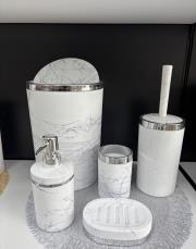 mermer görünümlü mika banyo seti gümüş