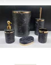 mermer görünümlü mika banyo seti siyah