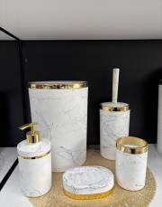 mermer görünümlü mika banyo seti gold