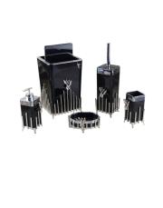 kare japon güllü gümüş mika banyo seti siyah