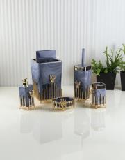 kare japon güllü gold mika banyo seti gri