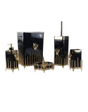 kare japon güllü gold mika banyo seti siyah