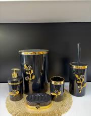 papatya model mika 5 parça yuvarlak set siyah