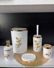 papatya model mika 5 parça yuvarlak set beyaz