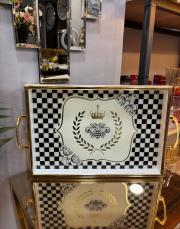 damalı ahşap tepsi 