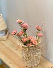 rattan vazo ve 3 adet gelincik pudra