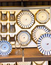 18 parça tatlı tabaklı çay takımı mavi