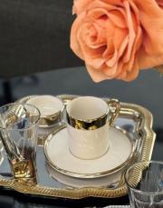 porselen sitil 6 kişilik kahve fincan takımı gold