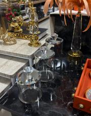 kristal taşlı cam kavonoz takımı gümüş