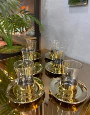 heybeli  titanyum gold çay seti gold