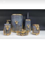 gold japon gül mika klozet seti 5 parça gri