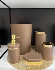 mika 5 li banyo seti gold şerit kahve