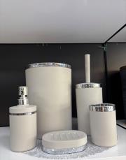 mika 5 li banyo seti gümüş şerit krem