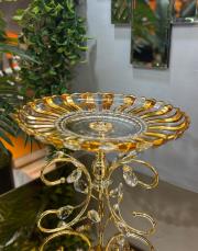 lüks cam sunumluk yuvarlak altın