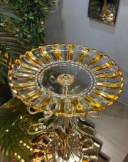 lüks cam sunumluk yuvarlak altın 2