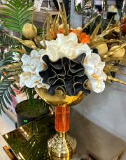 cam ayak büyük çiçek arajmanı siyah turuncu 2