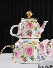 emaye çaydanlık rose deluxe pembe