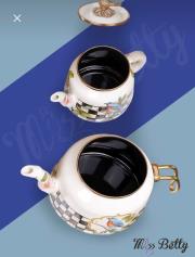 emaye çaydanlık dama kuş model  2