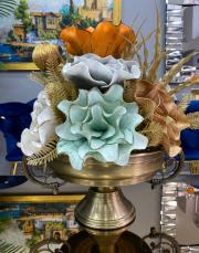 zamak kulp ayaklı çiçek aranjmanı eskitme 2