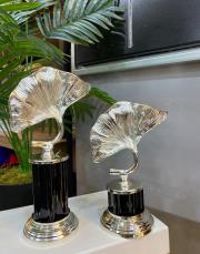 2 li cam gümüş ayak mantar obje siyah