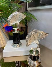 2 li cam gümüş ayak mantar obje siyah 2