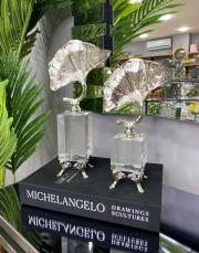 2 li yaprak kristal obje gümüş