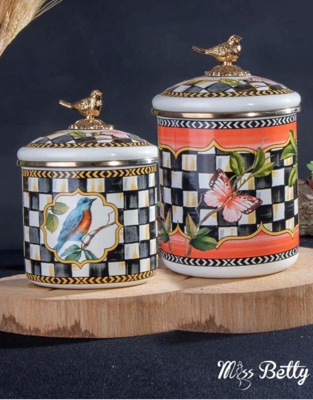 Kuşlu Dama Kavanoz Seti 2 li